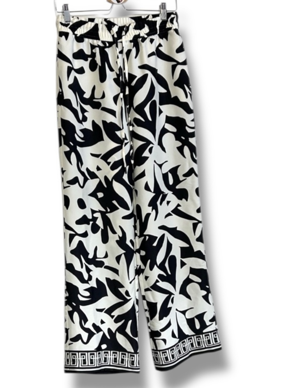 Maison D'Amelie Pants Palazzo Loungewear Black Cream Summer Size Small NWT